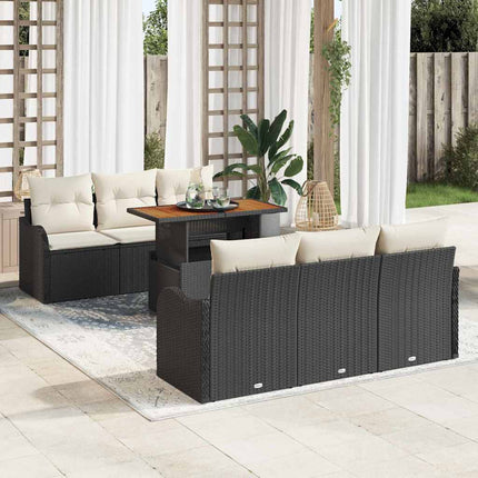 Havesofa Sæt 7 stk. Sort og Cream polyrattan