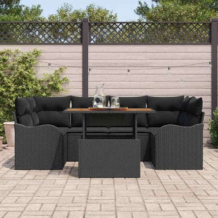Havesofa Sæt med pude 7 pcs Sort