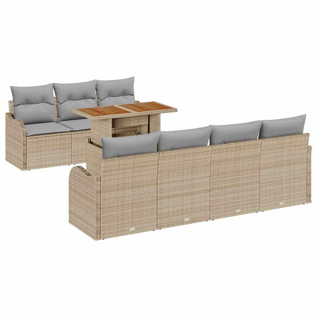 Havesofa Sæt med pude 8 pcs beige og lysegrå