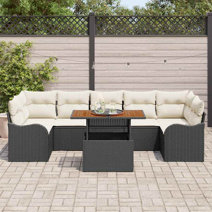 Havesofa Sæt 8 stk. Sort og Cream polyrattan