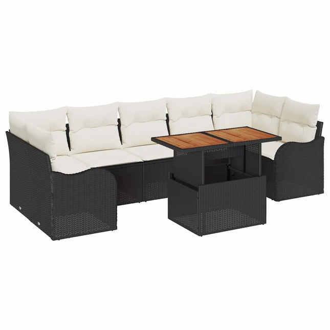 Havesofa Sæt 8 stk. Sort og Cream polyrattan