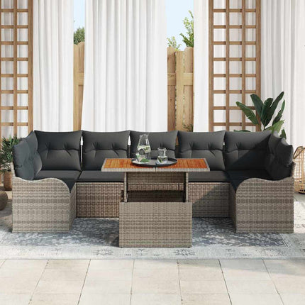 Havesofa Sæt med pude 8 pcs Grå polyrattan