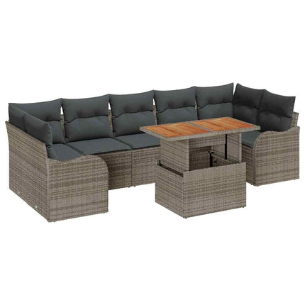Havesofa Sæt med pude 8 pcs Grå polyrattan