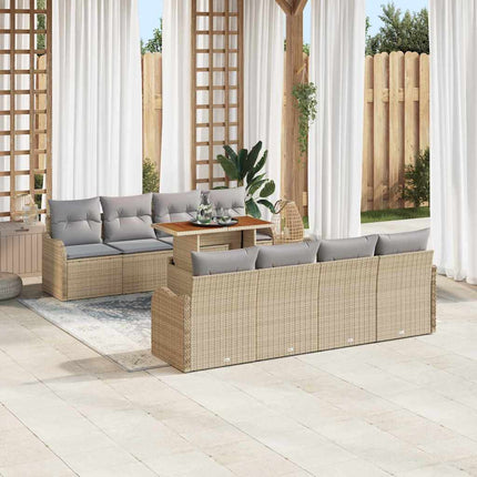 Havesofa Sæt med pude 7 pcs beige og lysegrå
