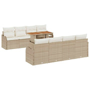 Havesofa Sæt med pude 7 pcs beige og cremefarvet