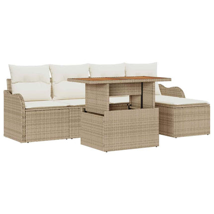 Havesofa Sæt 6 stk. Beige og creme polyrattan