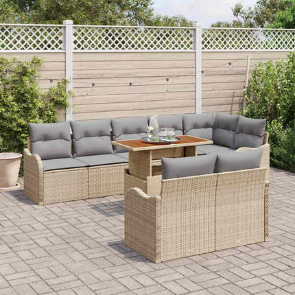 Havesofa Sæt med pude 9 pcs beige og lysegrå