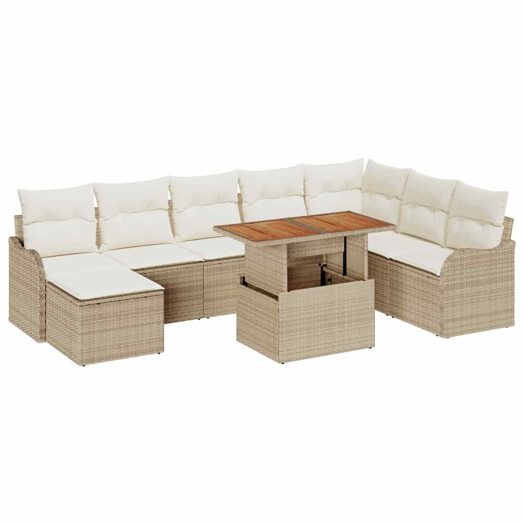 Havesofa Sæt med pude 9 pcs beige og cremefarvet