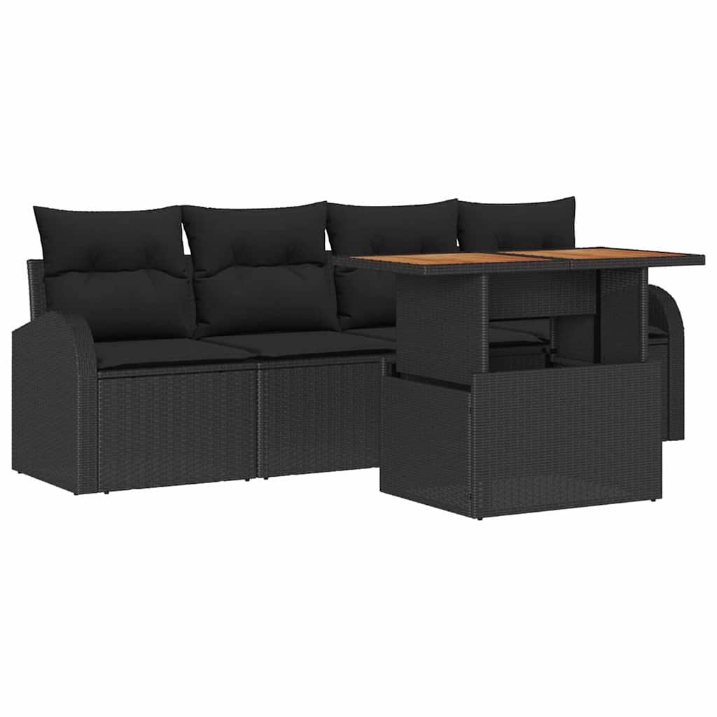 Havesofa Sæt 5 pcs Sort