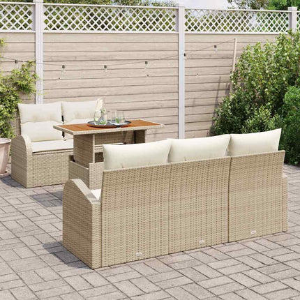 Havesofa Sæt med pude 6 pcs beige og cremefarvet