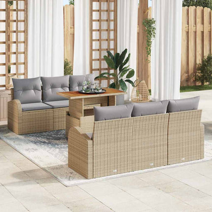 Havesofa Sæt 7 stk. beige og lysegrå