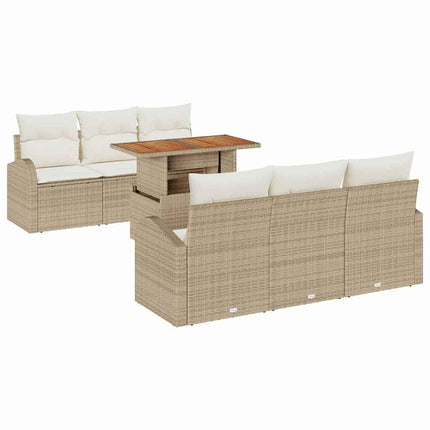 Havesofa Sæt med pude 7 pcs beige og cremefarvet