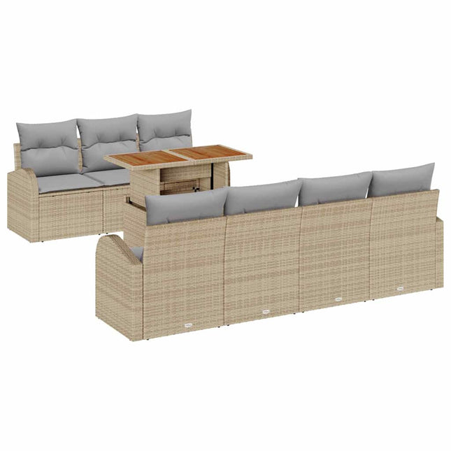 Havesofa Sæt med pude 8 pcs beige og lysegrå