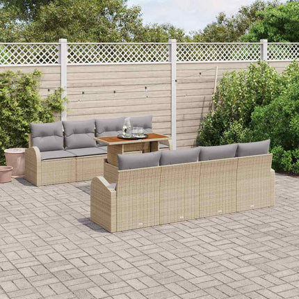 Havesofa Sæt med pude 7 pcs beige og lysegrå