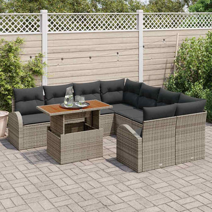 Havesofa Sæt med pude 9 pcs Grå