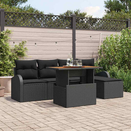 Havesofa Sæt med pude 6 pcs Sort