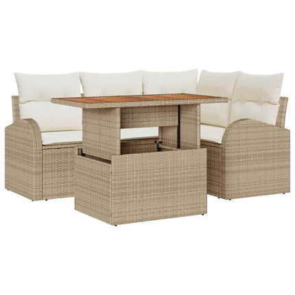 Havesofa Sæt med pude 5 pcs beige og cremefarvet