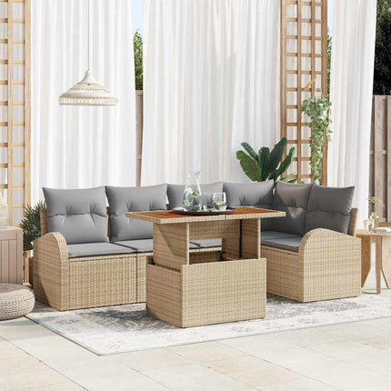 Havesofa Sæt med pude 6 pcs beige og lysegrå