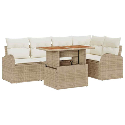 Havesofa Sæt med pude 6 pcs beige og cremefarvet
