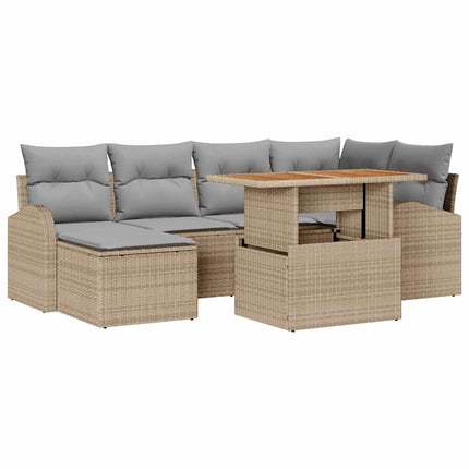 Havesofa Sæt med pude 7 pcs beige og lysegrå