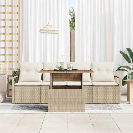 Havesofa Sæt med pude 5 pcs beige og cremefarvet