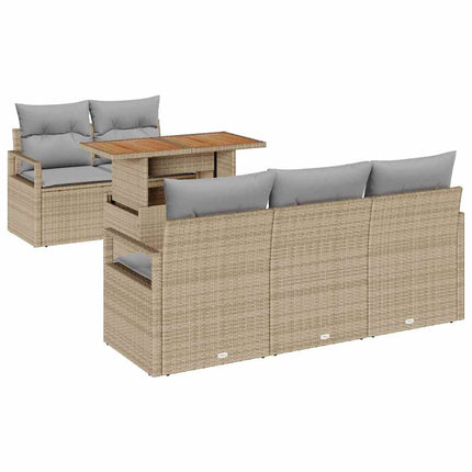 Havesofa Sæt med pude 6 pcs beige og lysegrå