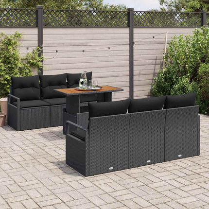 Havesofa Sæt med pude 7 pcs Sort