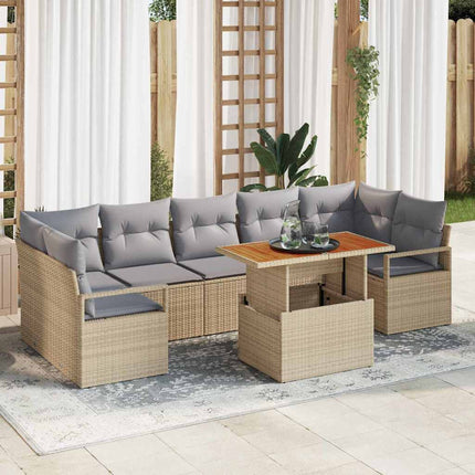 Havesofa Sæt med pude 8 pcs Beige og grå