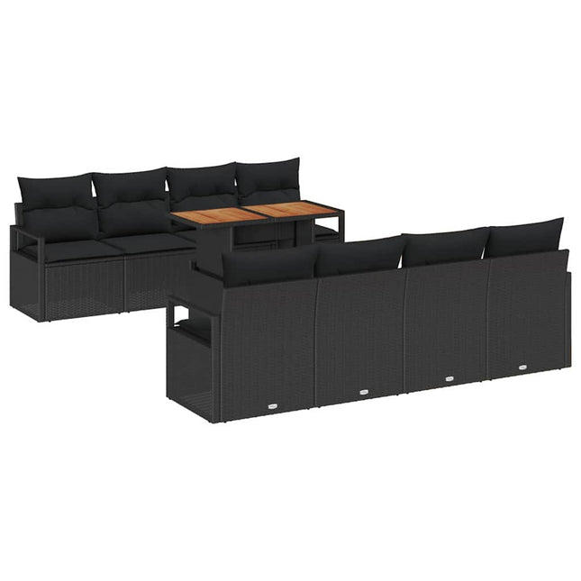 Havesofa Sæt med pude med pude 9 pcs Sort og Brunt