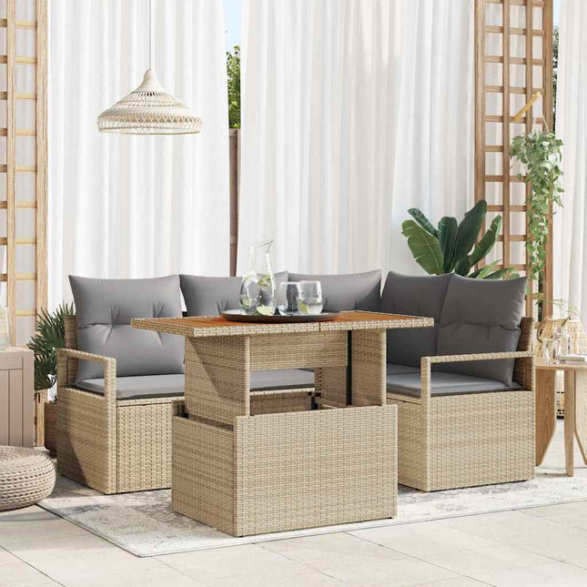 Havesofa Sæt 5 stk. 4-Antal sæder Beige og grå