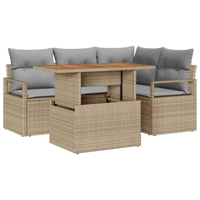 Havesofa Sæt 5 stk. 4-Antal sæder Beige og grå