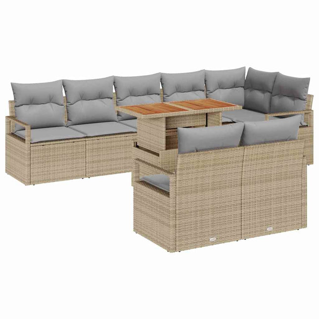 Havesofa Sæt med pude med pude 9 pcs Beige og grå
