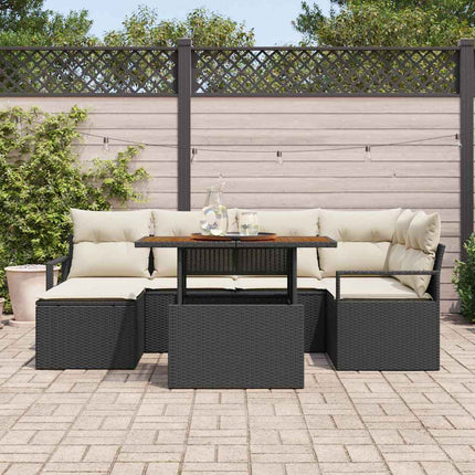 Havesofa Sæt 7 stk. Sort polyrattan