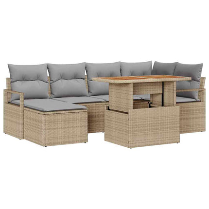 Havesofa Sæt 7 pcs Beige og grå