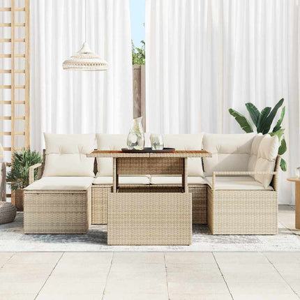 Havesofa Sæt 7 pcs Beige og creme