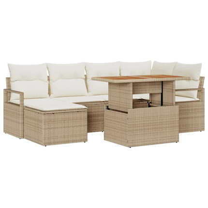 Havesofa Sæt 7 pcs Beige og creme