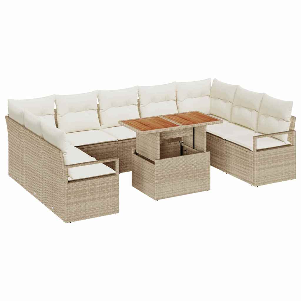 Havesofa Sæt med pude med pude 10 pcs Beige og creme