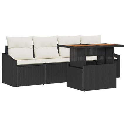 Havesofa Sæt 5 stk. Sort Poly rattan
