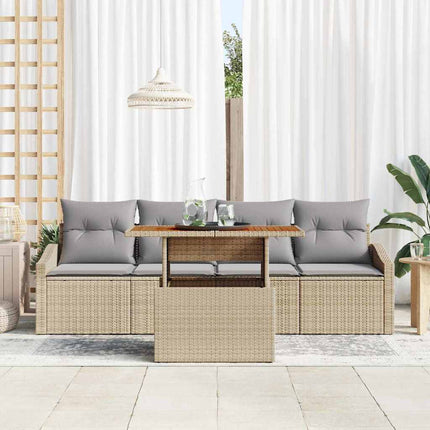 Havesofa Sæt 5 stk. Beige Poly rattan