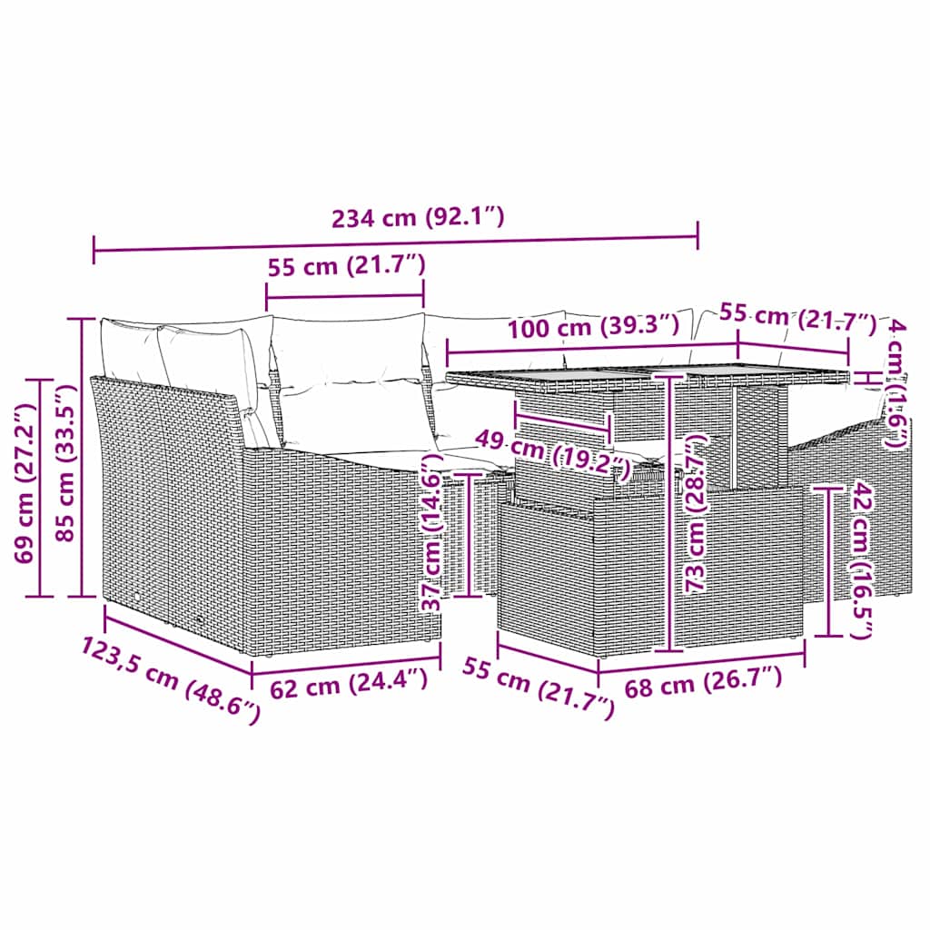 Have Spisebordssæt med pude Beige og creme 100 x 55 x 73 cm