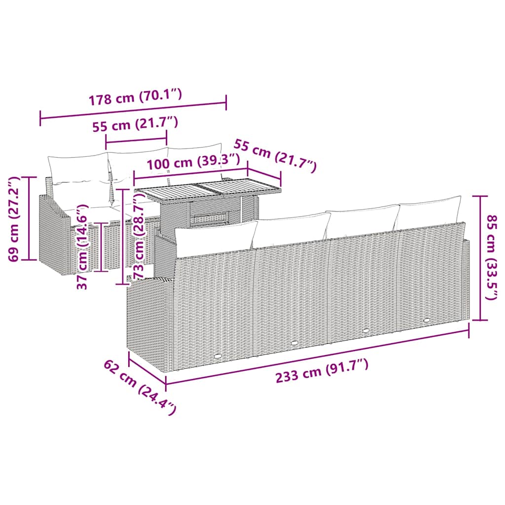 Have Spisebordssæt med pude Grå og Brun 100 x 55 x 73 cm