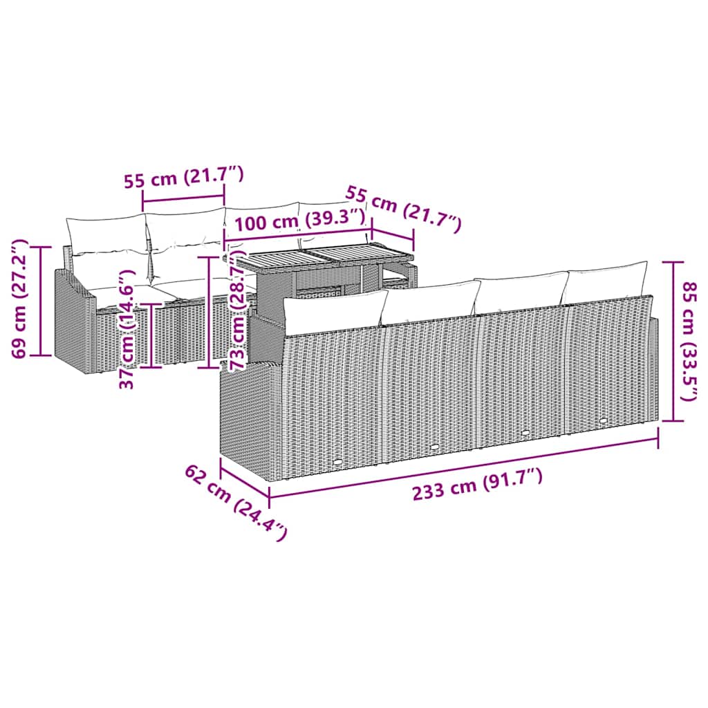 Have Spisebordssæt med pude med pude 9 pcs Sort og Cream