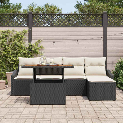 Havesofa Sæt 6 pcs Sort og Cream
