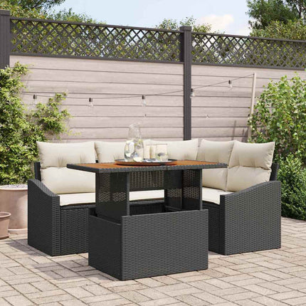 Havesofa Sæt 5 stk. Sort polyrattan