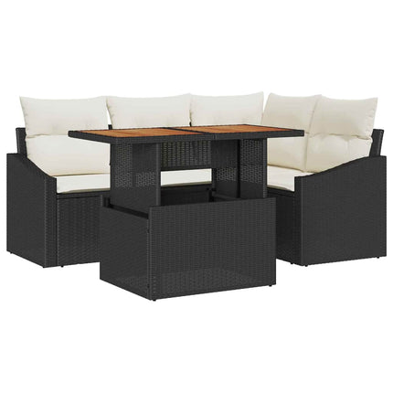 Havesofa Sæt 5 stk. Sort polyrattan