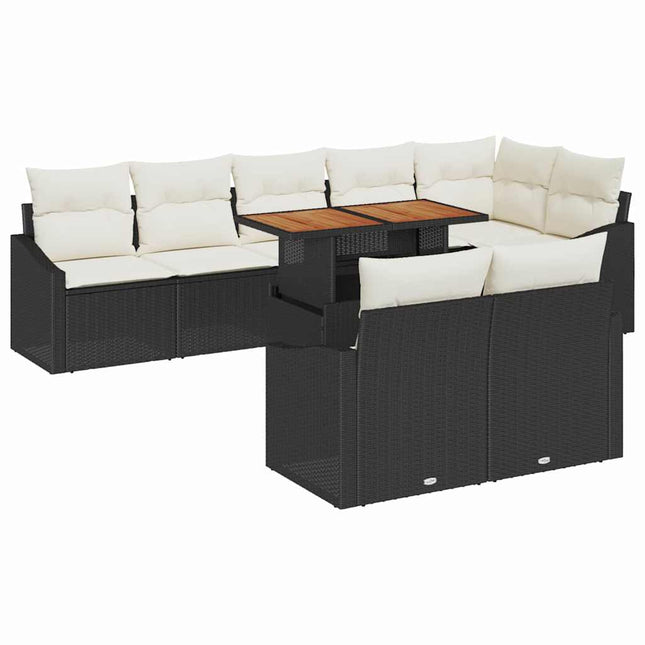 Havesofa Sæt med pude med pude 9 pcs Sort og Cream