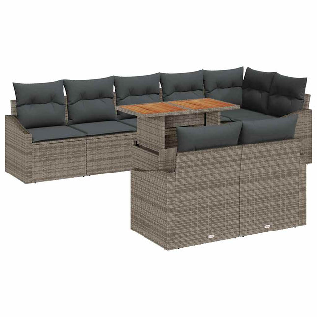 Havesofa Sæt med pude med pude 9 pcs Grå og Brun