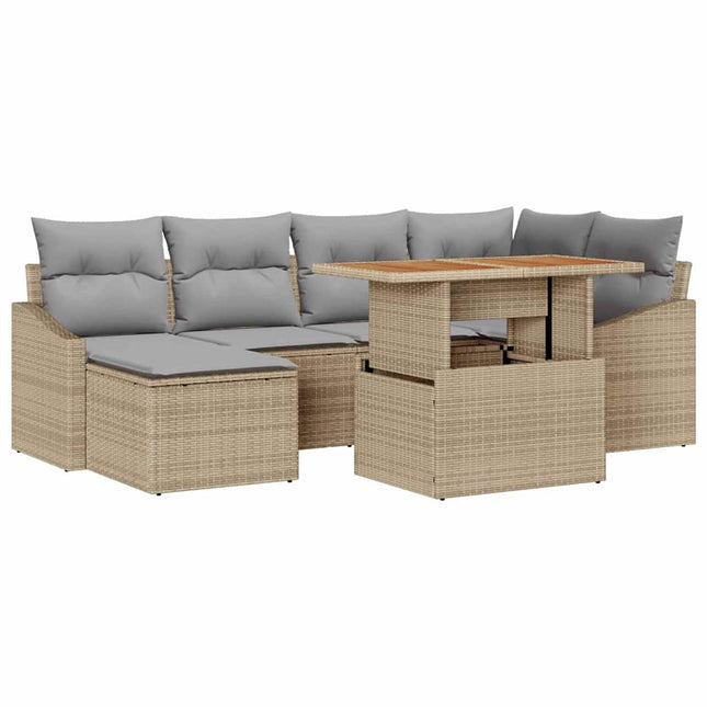 Havesofa Sæt 7 stk. Beige og grå