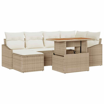 Havesofa Sæt 7 pcs Beige og creme