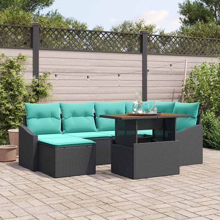 Havesofa Sæt 7 pcs Sort og Teal